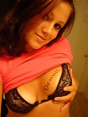 sweet brunette shows off her new camera by posting her pics on the net