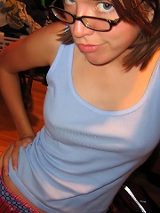 geeky cutie shows feet